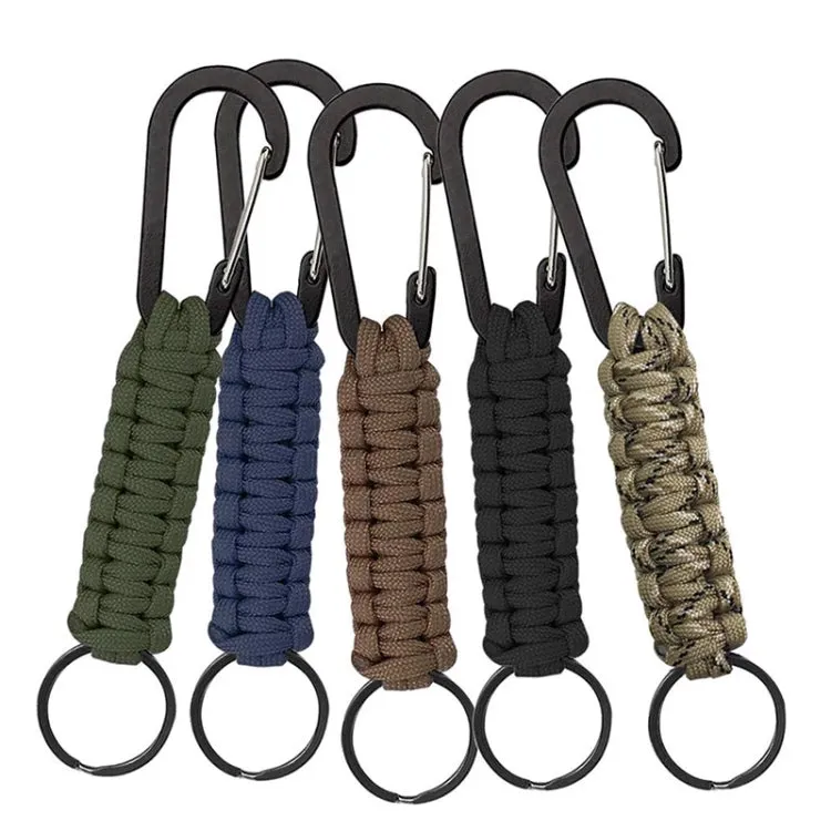 Outdoor Multifunctional Nylon Umbrella Rope Carabiner Key Chain(Black)