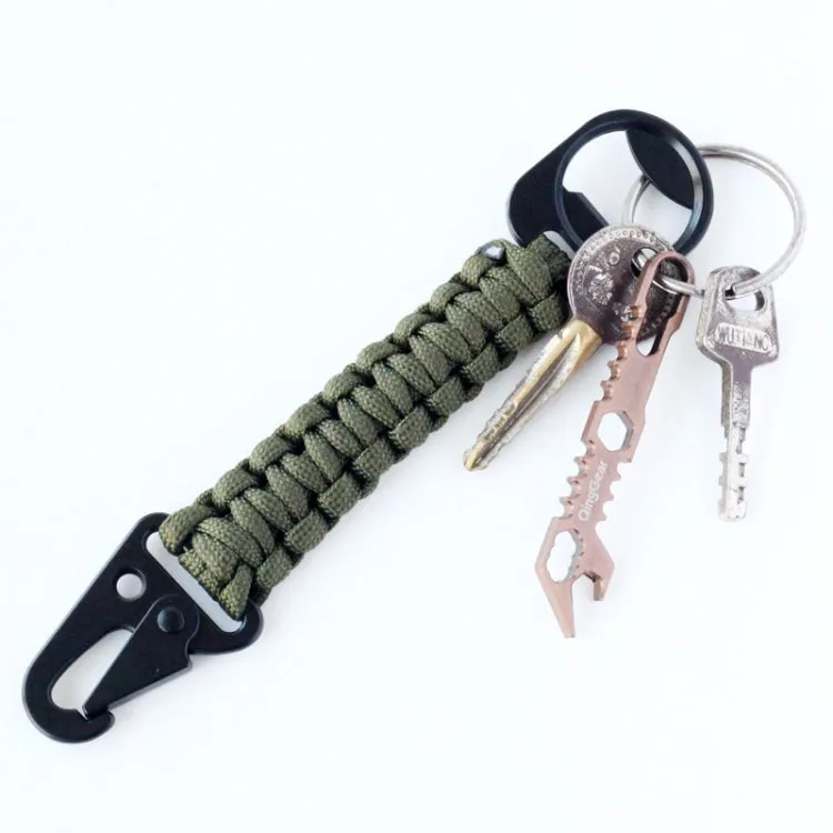 Outdoor Seven-Core Umbrella Rope Keychain Eagle Mouth Buckle Bottle Opener(Military Green)