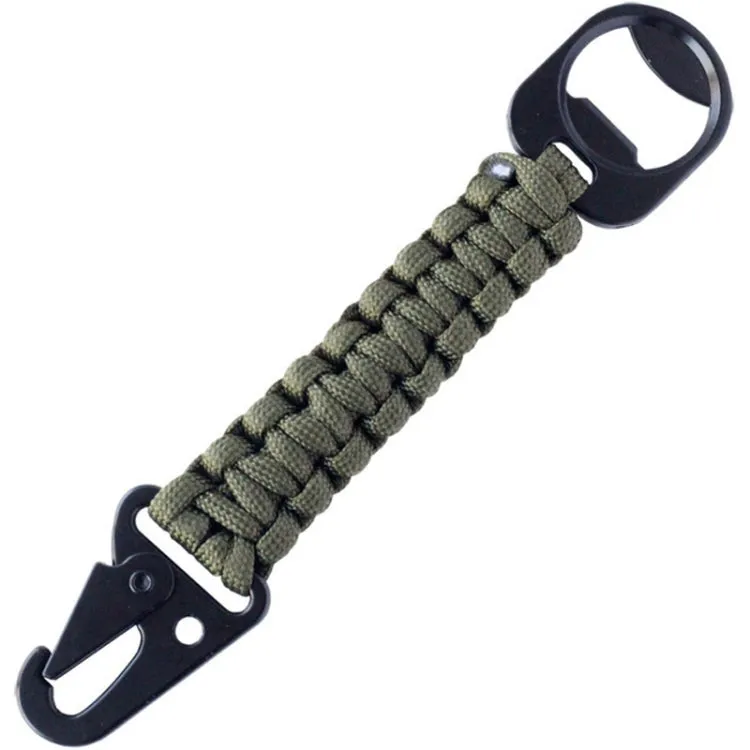 Outdoor Seven-Core Umbrella Rope Keychain Eagle Mouth Buckle Bottle Opener(Military Green)