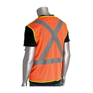 PIP 302-0210-OR/5X ANSI Type R Class 2 and CAN/CSA Z96 X-Back Breakaway Mesh Vest