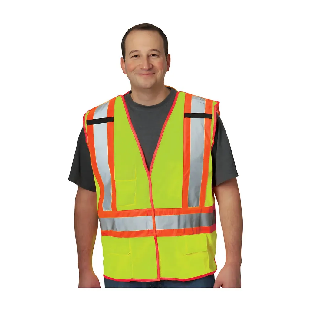 PIP 302-0211-LY/XL ANSI Type R Class 2 and CAN/CSA Z96 Two-Tone X-Back Breakaway Mesh Vest