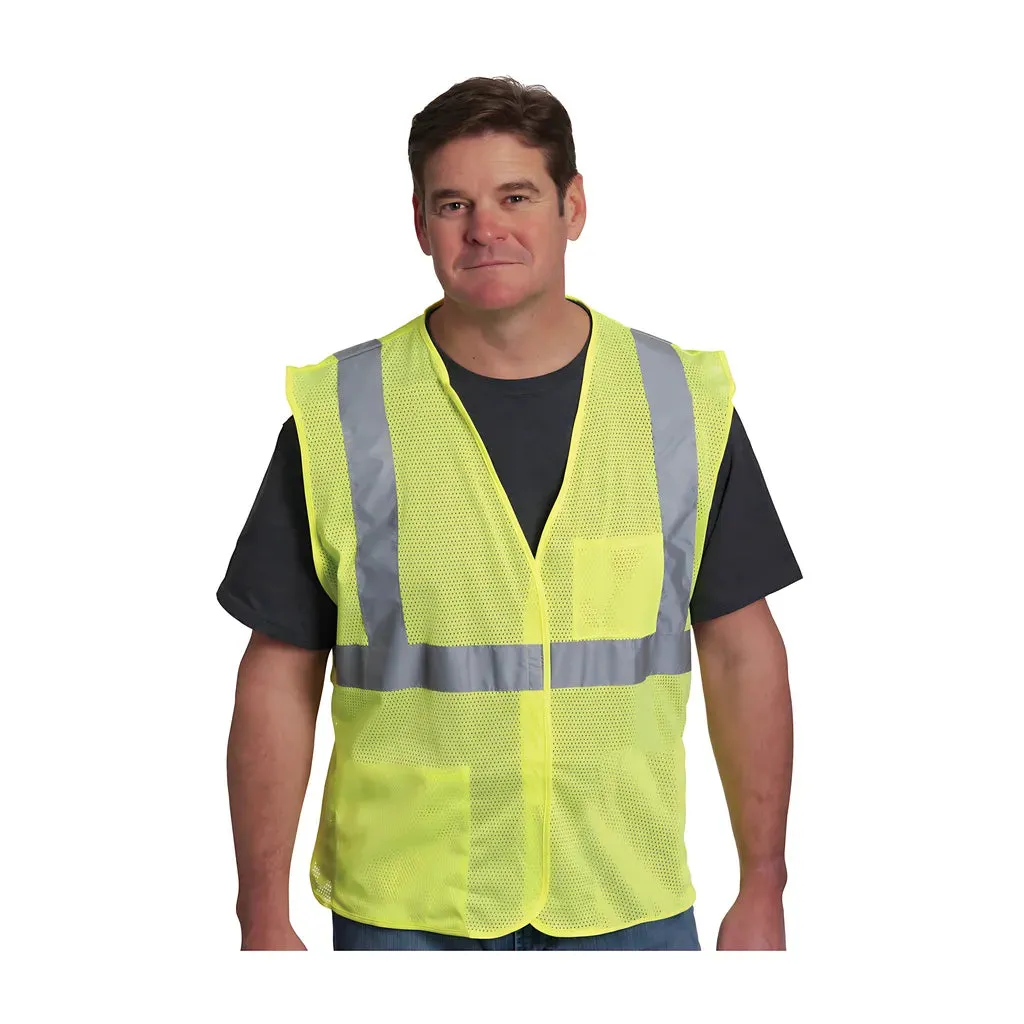 PIP 302-0702-LY/S ANSI Type R Class 2 Two Pocket Value Mesh Vest