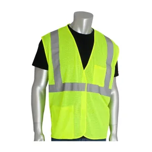 PIP 302-0702-LY/S ANSI Type R Class 2 Two Pocket Value Mesh Vest