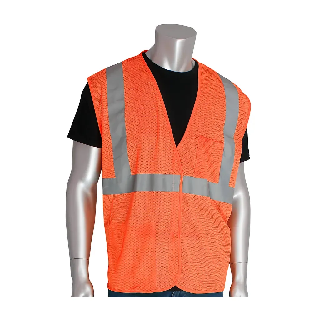 PIP 302-0702-OR/2X ANSI Type R Class 2 Two Pocket Value Mesh Vest