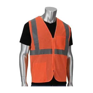 PIP 302-V200OR-6X/7X ANSI Type R Class 2 Two Pocket Value Zipper Mesh Vest