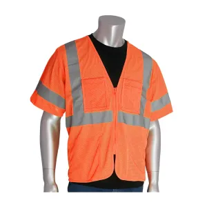 PIP 303-MVGZ4P-OR/S ANSI Type R Class 3 Value Four Pocket Zipper Mesh Vest