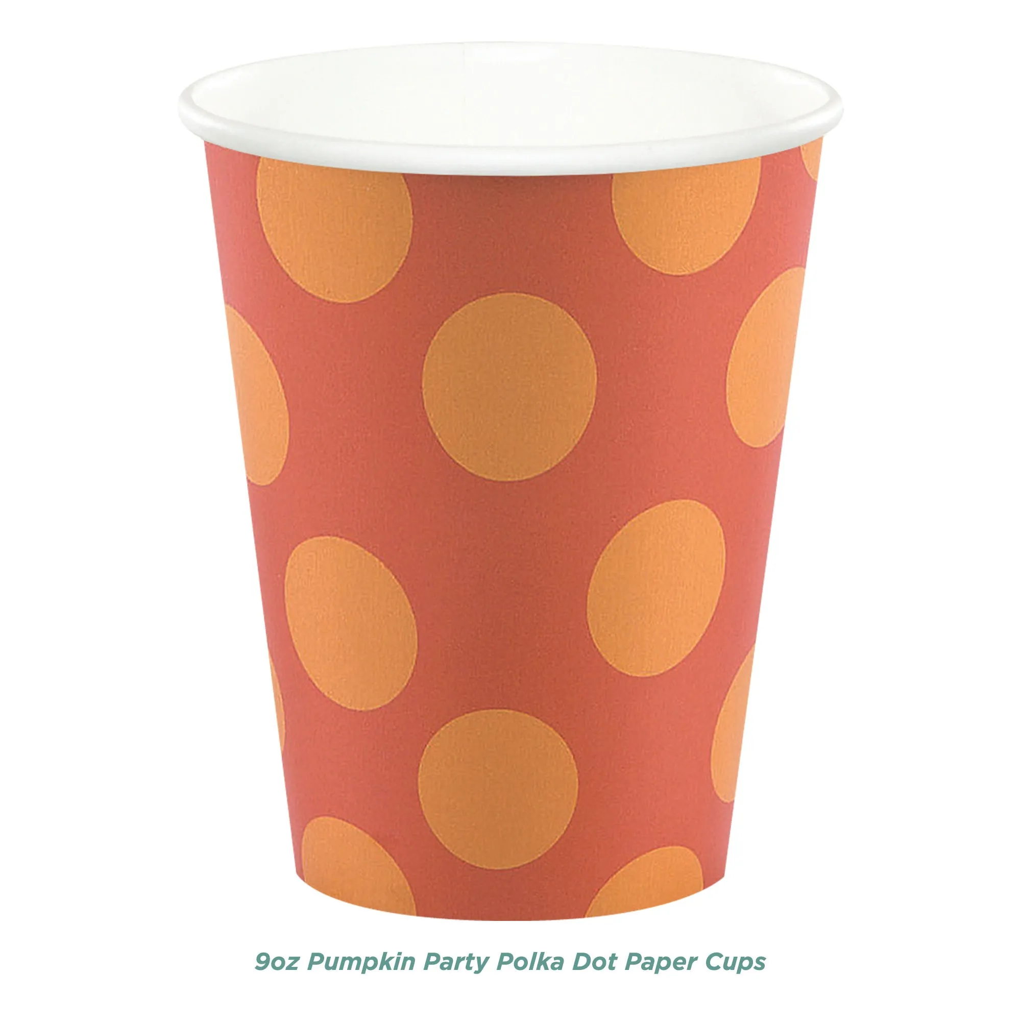 Pumpkin Party Supplies - Polka Dot Pumpkin Shaped Plates, Sunflower Napkins, & Cups for Fall Party (16 Plates, Napkins, & Cups)