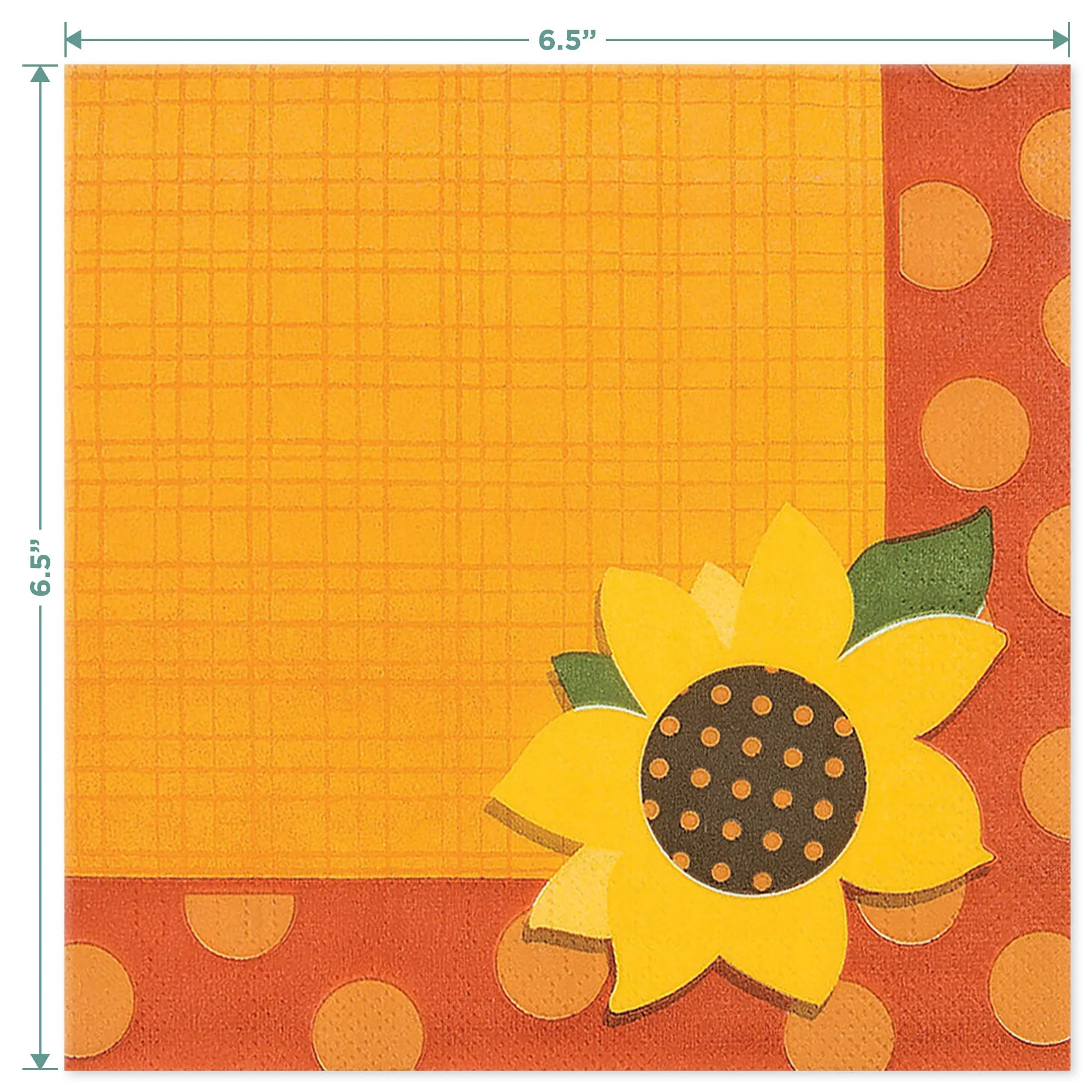 Pumpkin Party Supplies - Polka Dot Pumpkin Shaped Plates, Sunflower Napkins, & Cups for Fall Party (16 Plates, Napkins, & Cups)