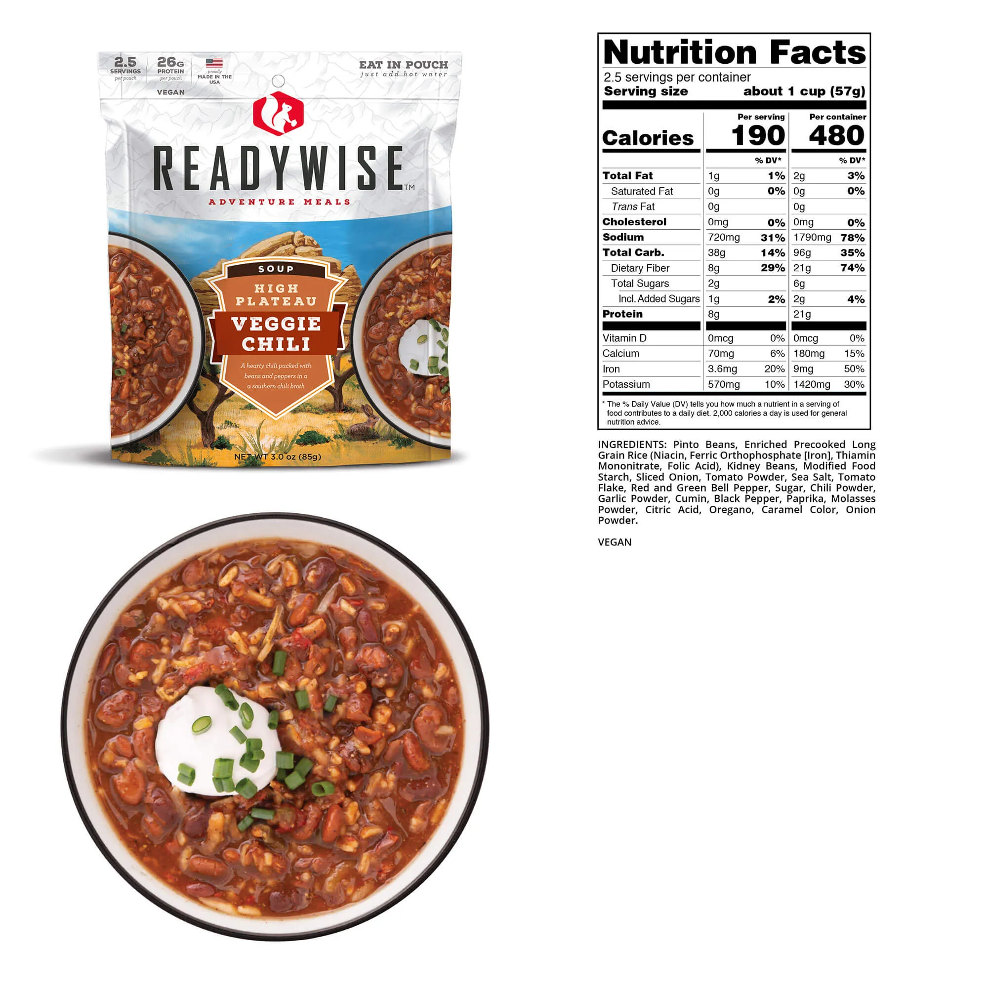 ReadyWise - High Plateau Veggie Chili Soup - 6 Pack