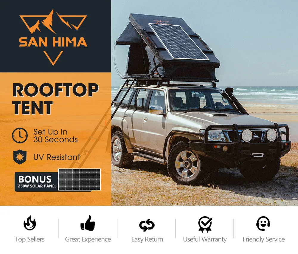 San Hima Kalbarri X Rooftop Tent Hardshell With Ladder   250W Solar Panel