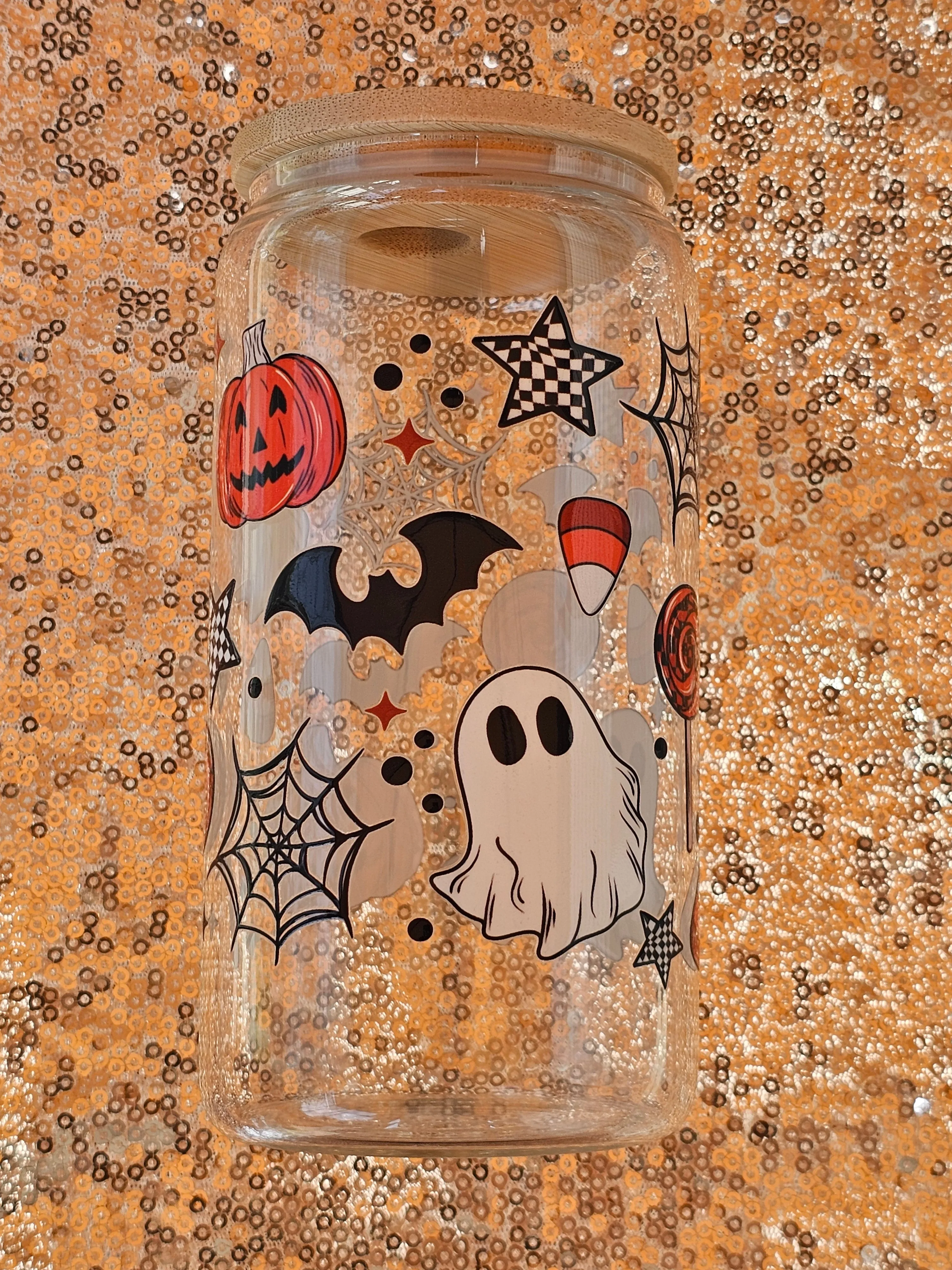 Sweet Halloween Glass Can