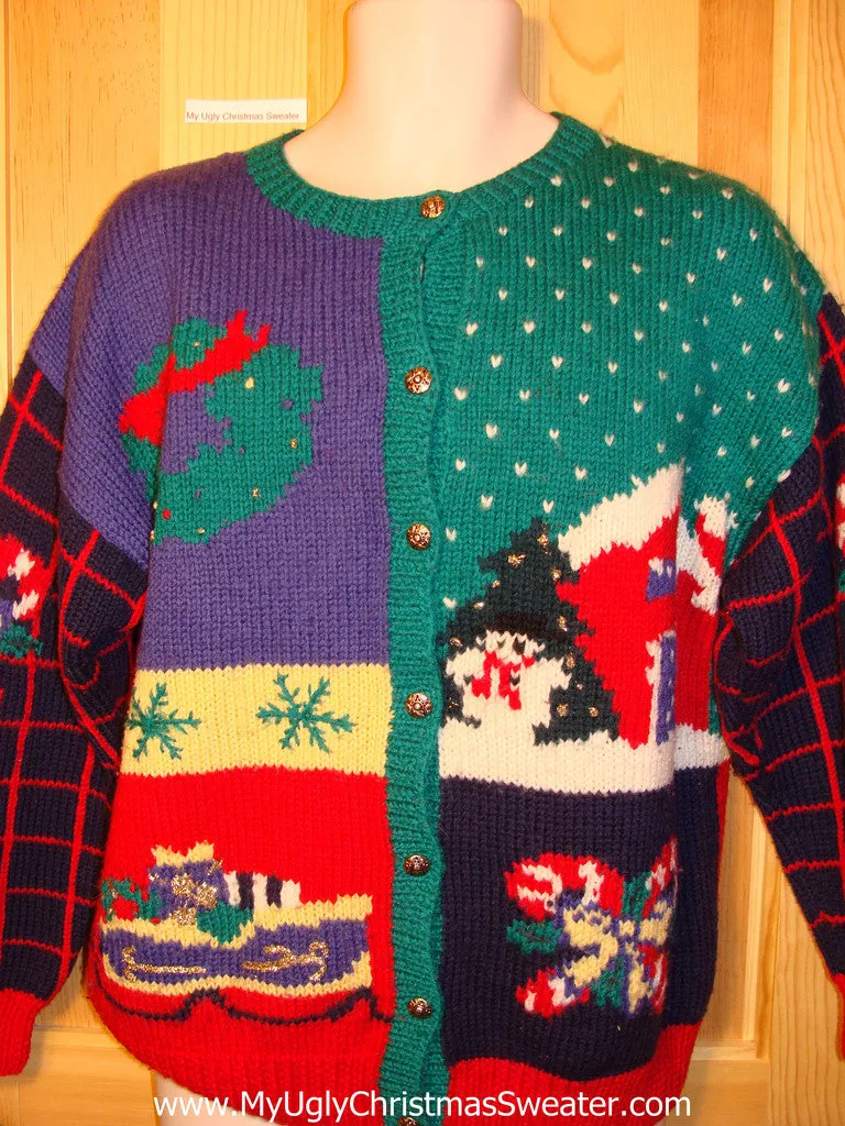 Tacky Ugly Christmas Sweater Old-School 80s Classic 2sided Bright and Festive (f279)