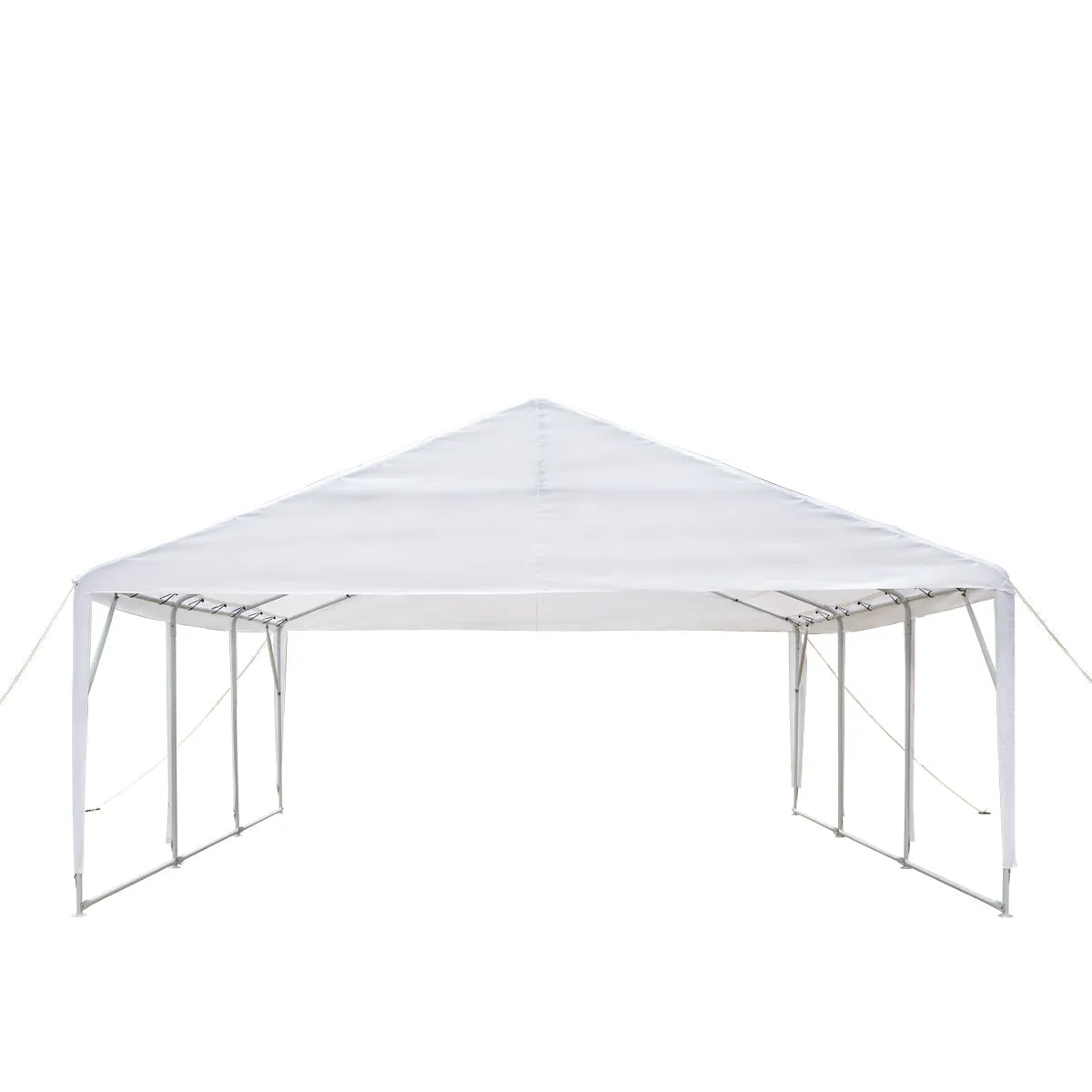 TMG Industrial 20’ x 20’ Heavy Duty Outdoor Party Tent, PE Tarpaulin Fabric, 6’6” Overhead, 10’ Peak Ceiling, TMG-PT2020A