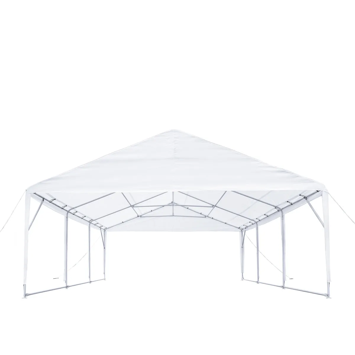 TMG Industrial 20’ x 20’ Heavy Duty Outdoor Party Tent, PE Tarpaulin Fabric, 6’6” Overhead, 10’ Peak Ceiling, TMG-PT2020A