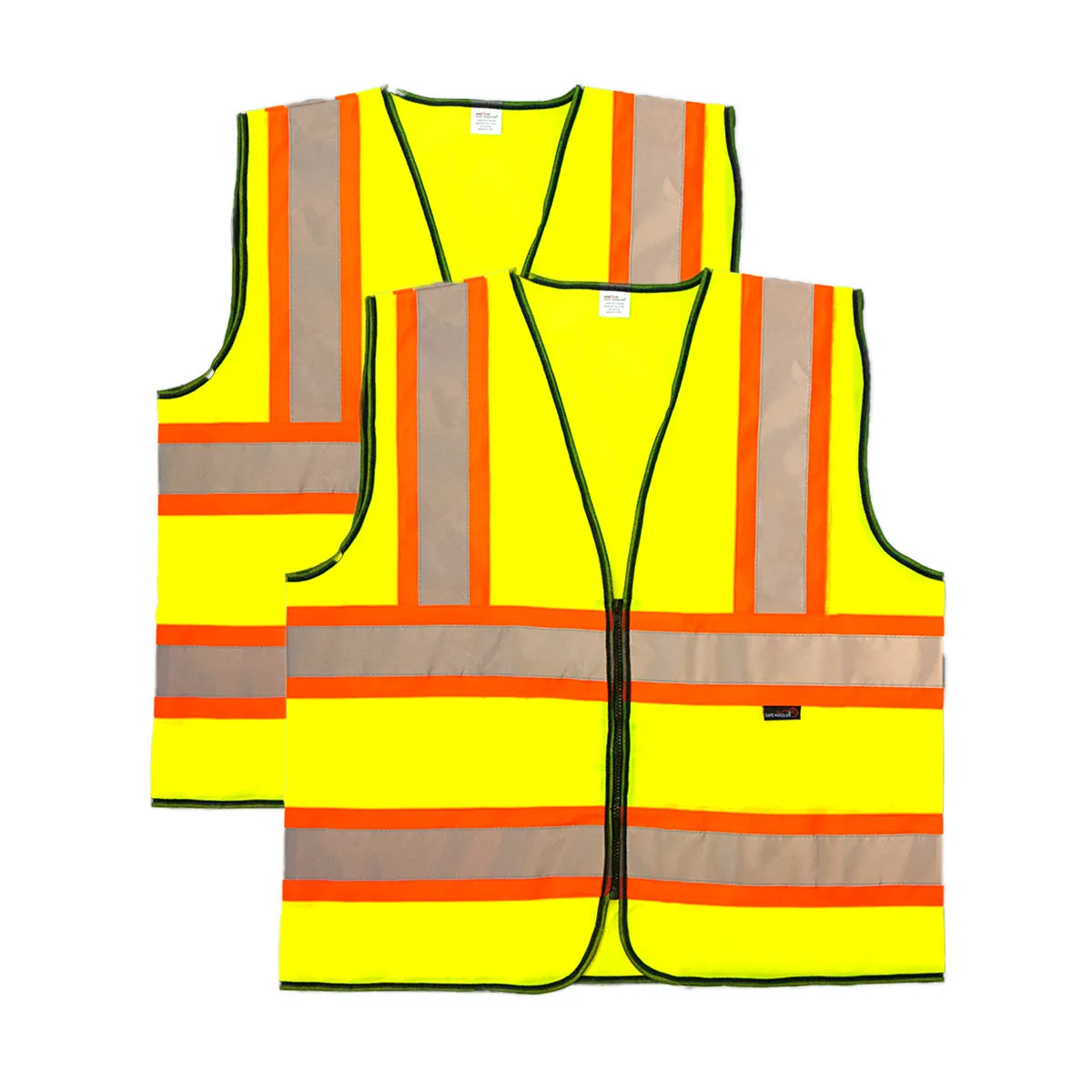 Zippered Contrast Reflective Safety Vest, Enhanced Visibility, Yellow