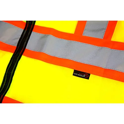 Zippered Contrast Reflective Safety Vest, Enhanced Visibility, Yellow